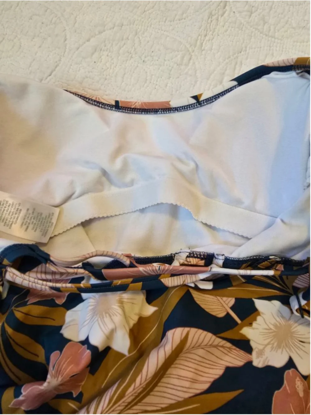 Women's Kona Sol One Piece Swimsuit M Blue Brown Floral Resort Wear Beach Vibes